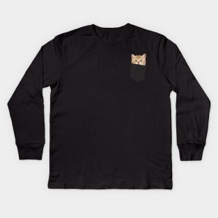Cat In Your Pocket Kids Long Sleeve T-Shirt